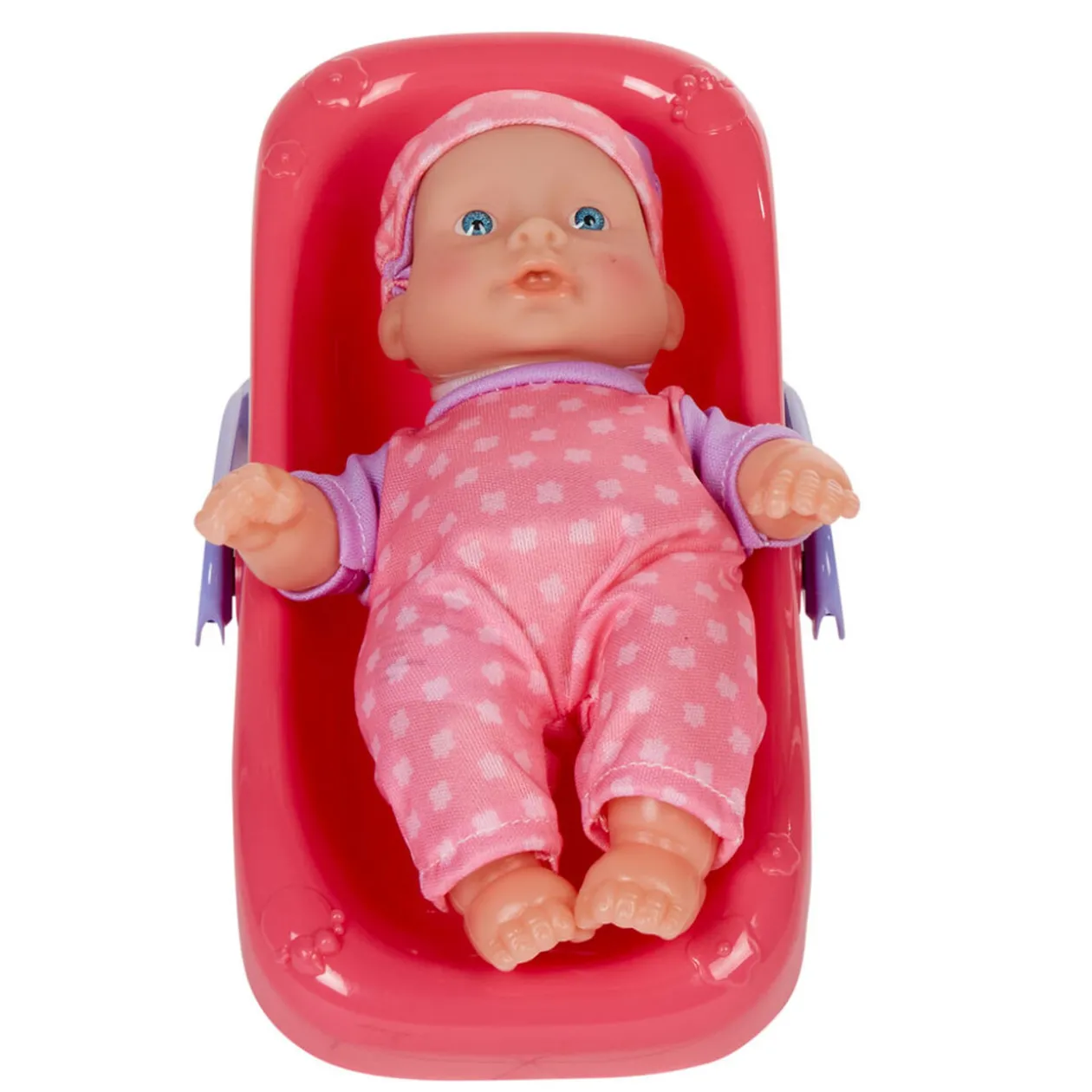 Poupon avec siège auto rose et violet