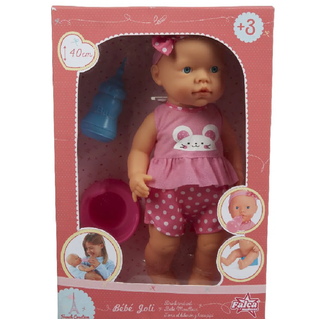 Poupon bébé joli avec biberon et pot