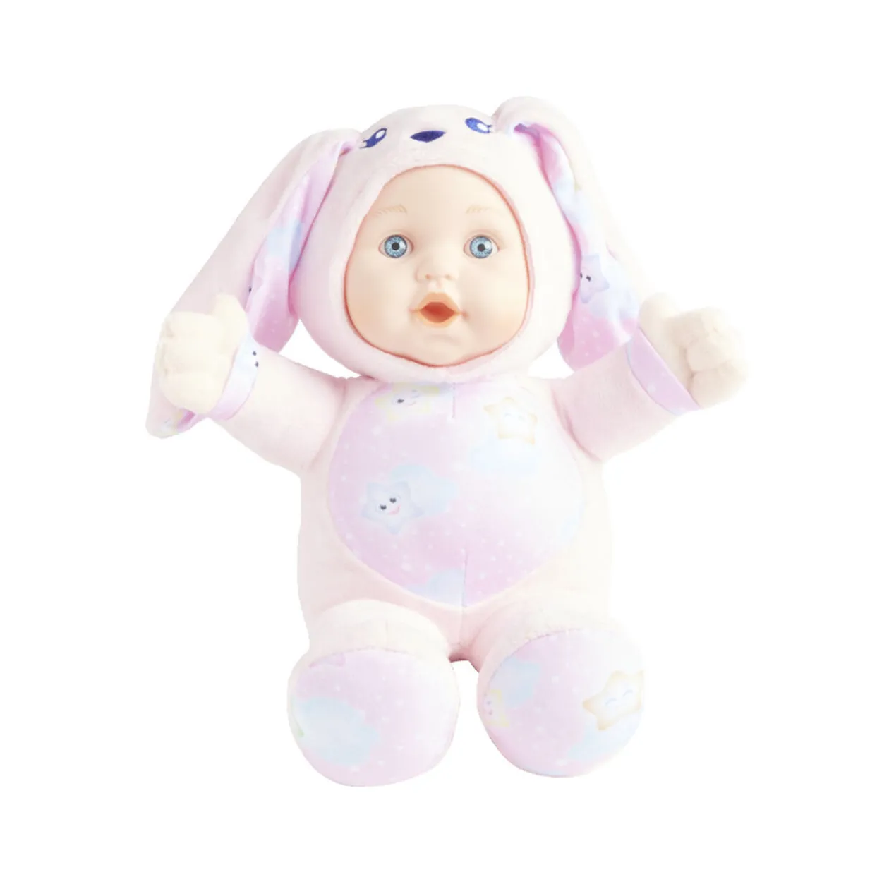 Poupon peluche rose H36cm