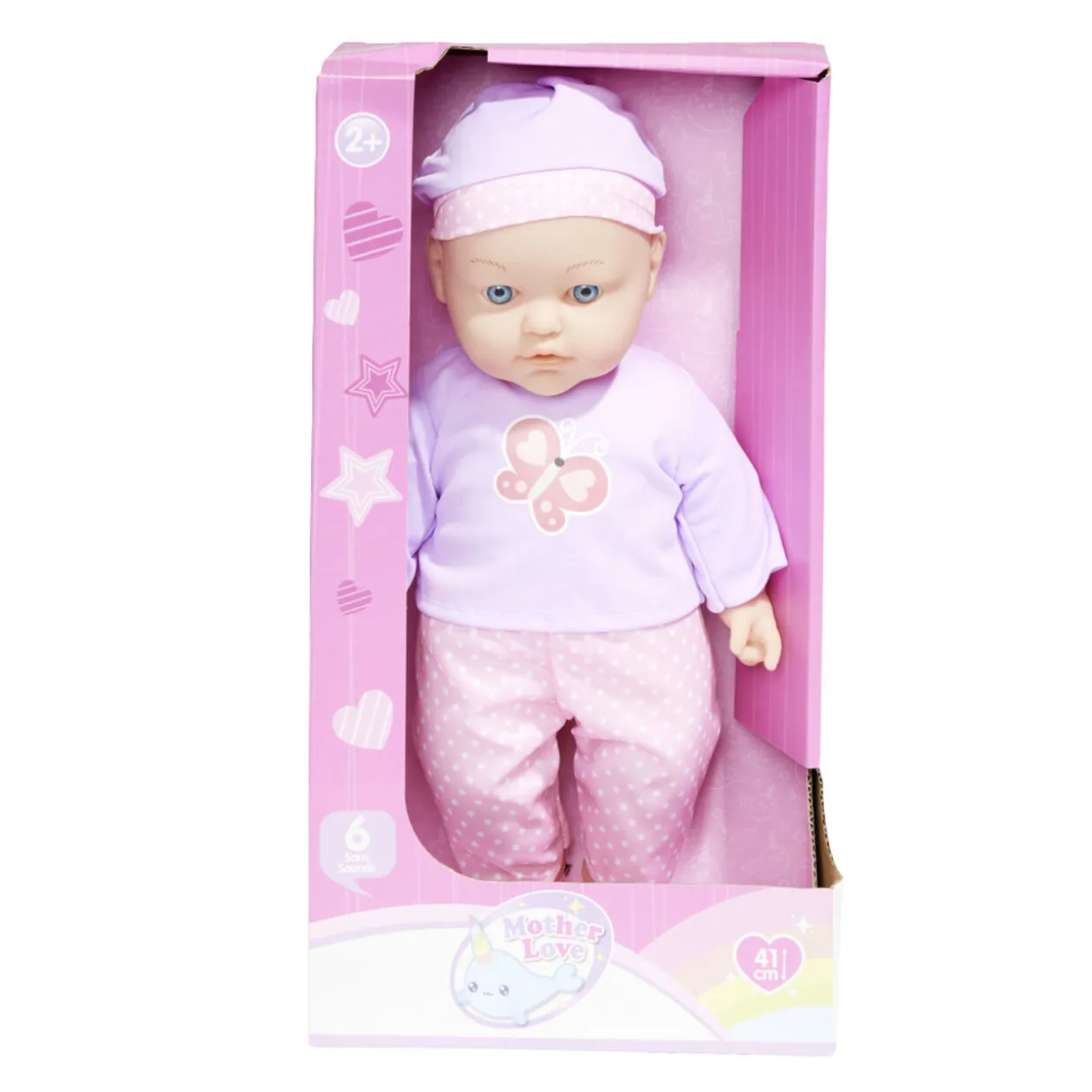 Poupon qui parle rose et violet 6 sons - 2 modèles