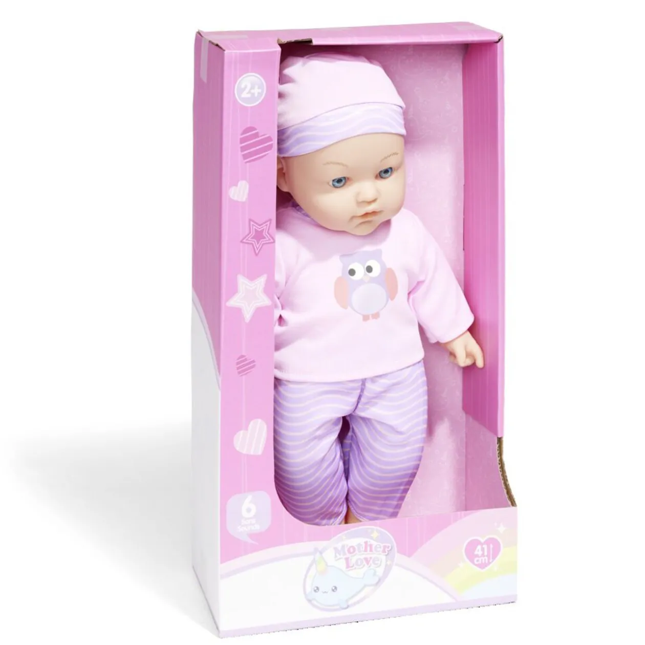 Poupon qui parle rose et violet 6 sons - 2 modèles