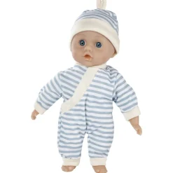 Poussette et poupon bleu