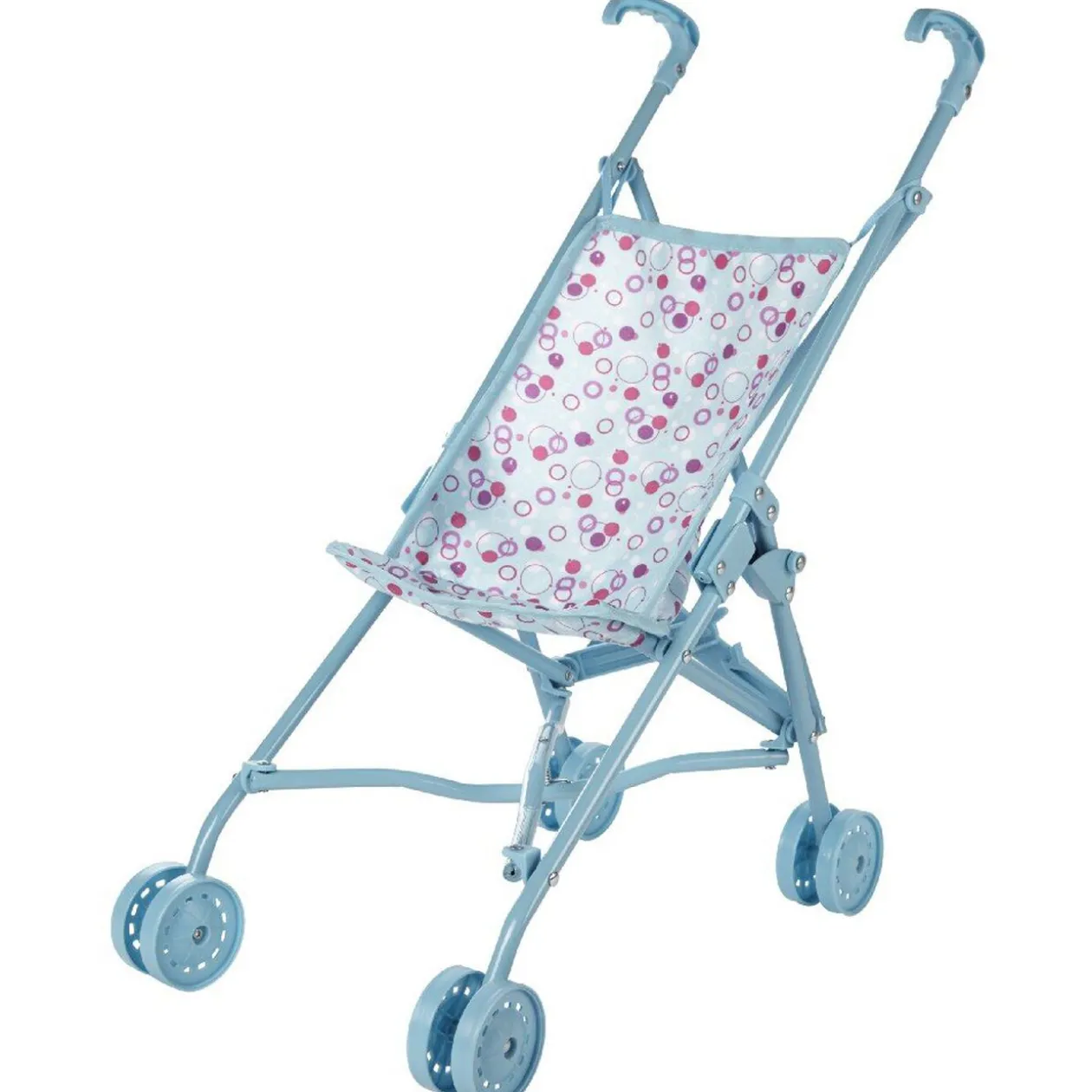 Poussette et poupon bleu