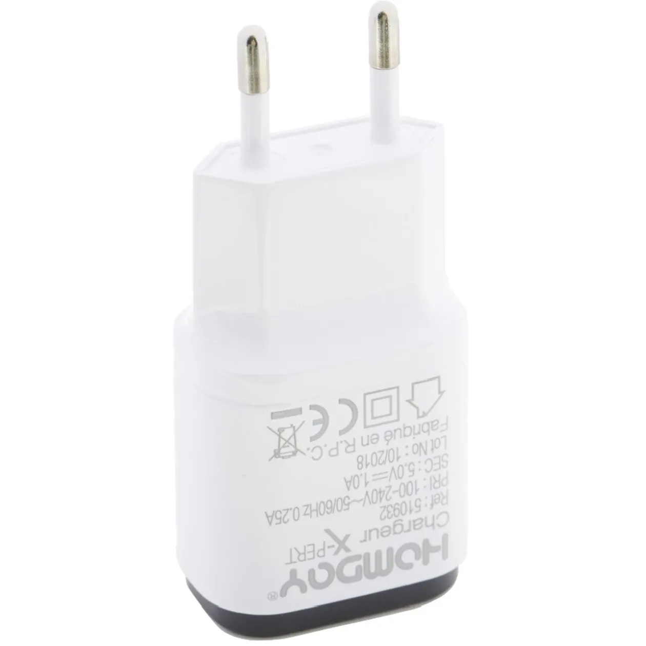 Prise chargeur secteur 1 port USB Homday X-Pert blanc