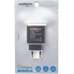 Prise murale chargeur 3 ports USB noir