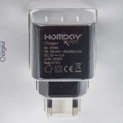 Prise murale chargeur 3 ports USB noir