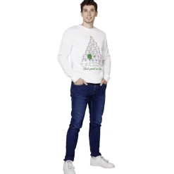 Pull de Noël Homme imprimé Chat design sapin