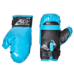 Punching ball avec paire de gant bleu et noir
