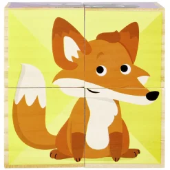 Puzzle cube d'éveil animaux en bois certifié FSC®
