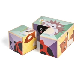 Puzzle cube d'éveil en bois animaux
