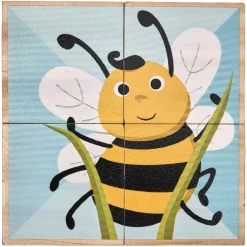 Puzzle cube d'éveil en bois animaux