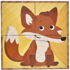 Puzzle cube d'éveil en bois animaux