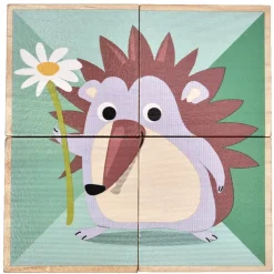 Puzzle cube d'éveil en bois animaux
