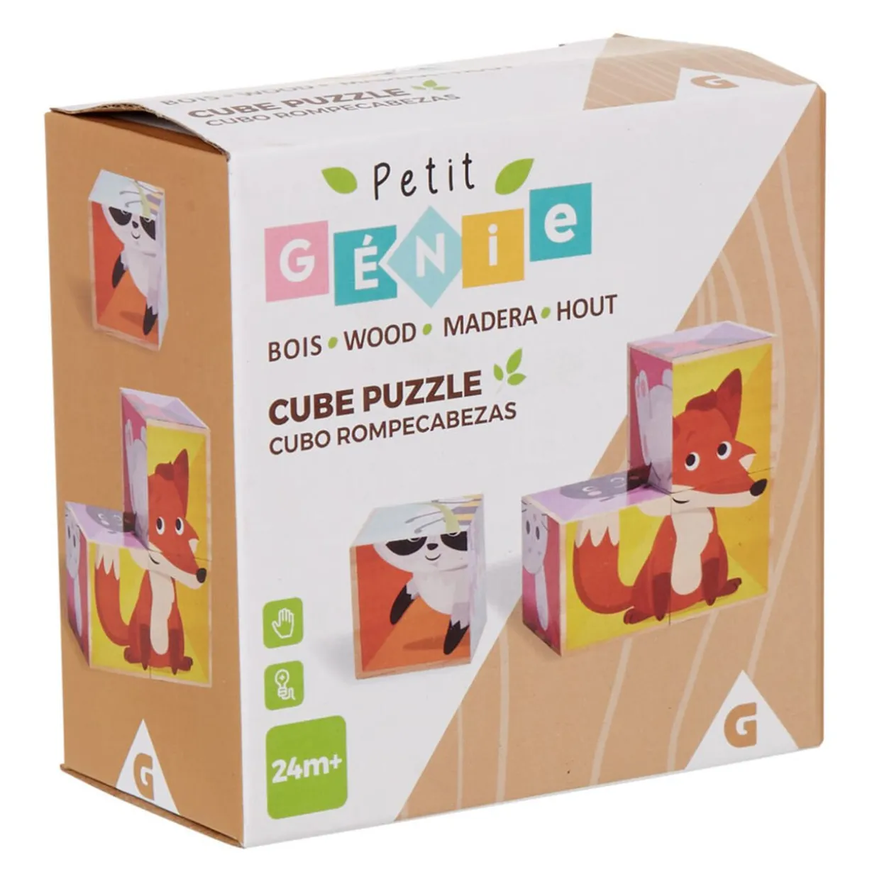 Puzzle cube en bois animaux