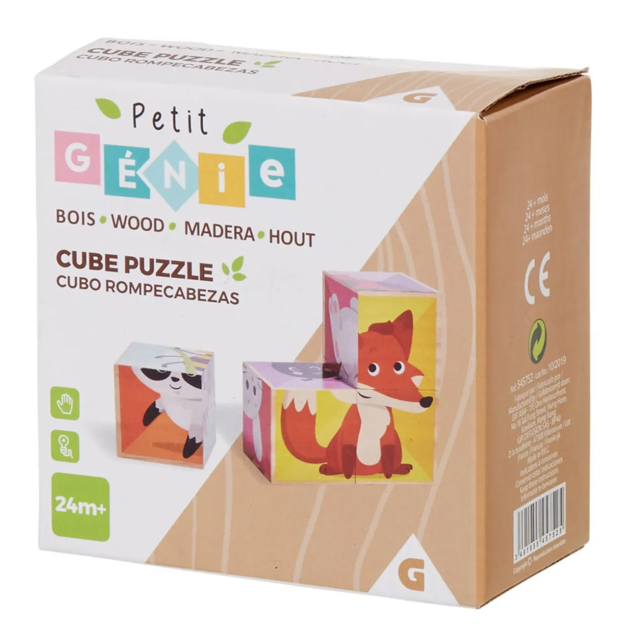 Puzzle cube en bois animaux