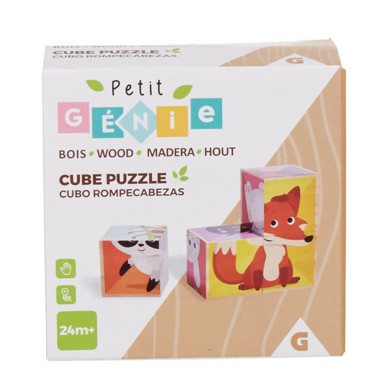 Puzzle cube en bois animaux