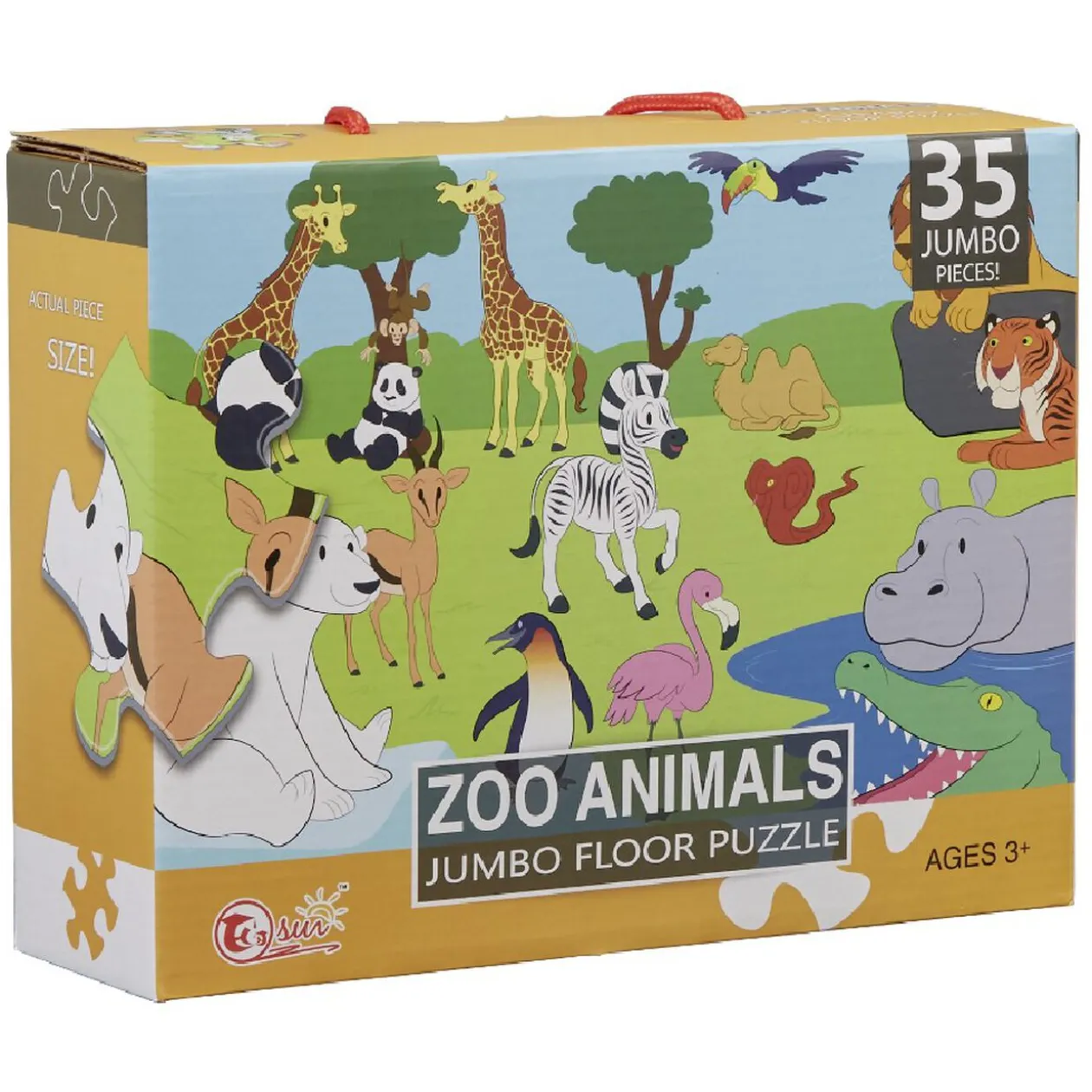 Puzzle de sol géant animaux du zoo 35 pièces