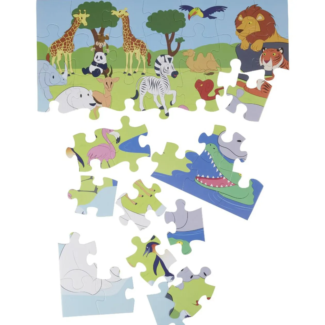 Puzzle de sol géant animaux du zoo 35 pièces