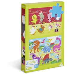 Puzzle enfant 20 pièces animaux ferme et dinosaures x2