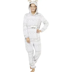 Pyjama combinaison de Noël femme gris et blanc