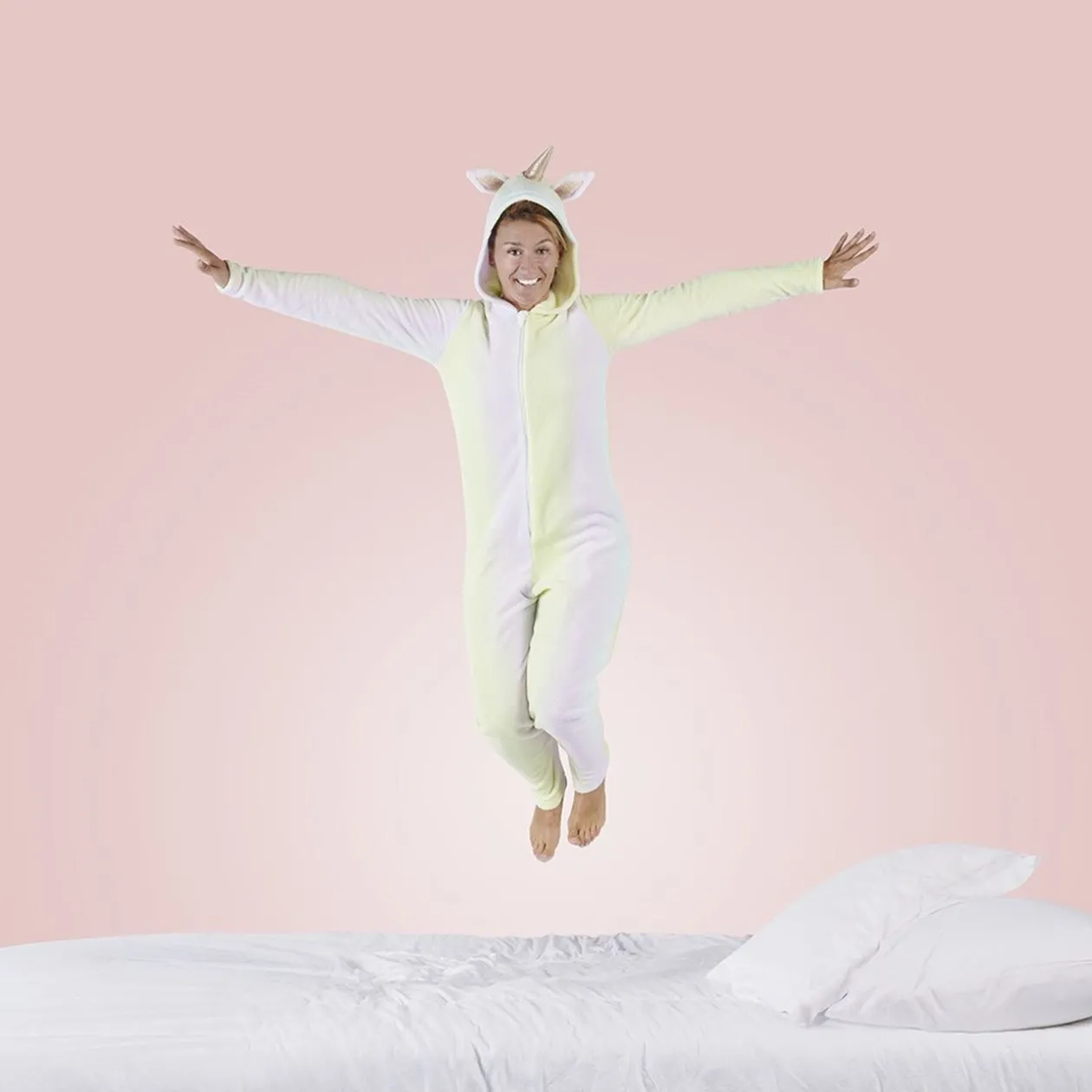 Pyjama combinaison licorne jaune et blanc Taille S