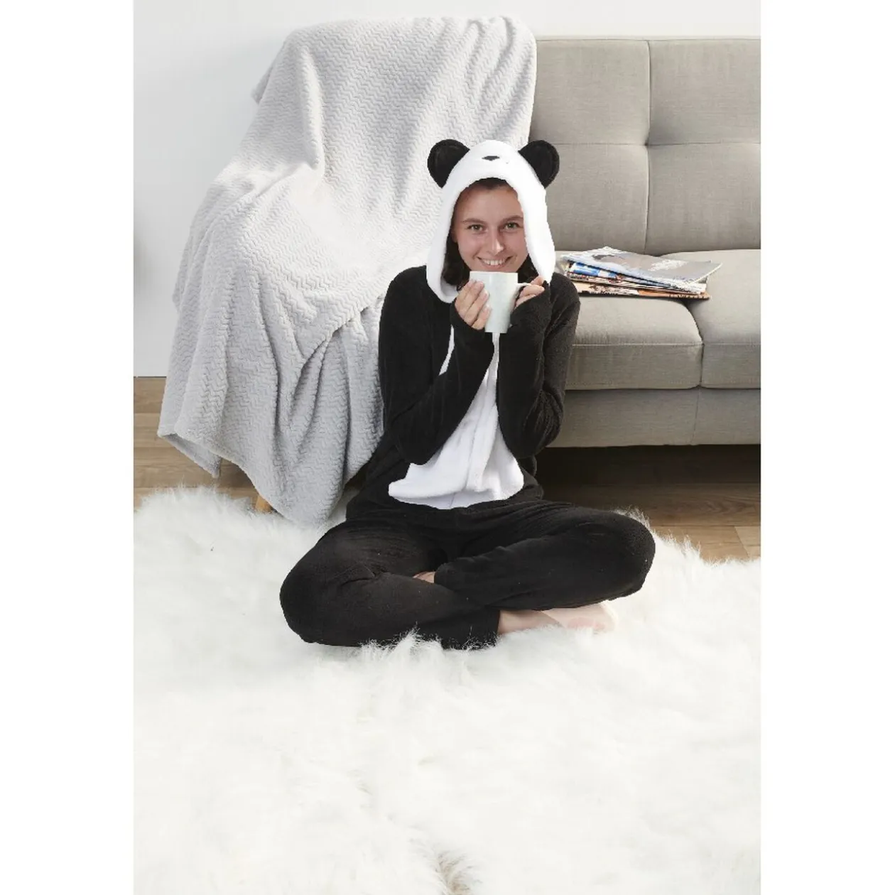 Pyjama combinaison panda noir blanc femme Taille XS