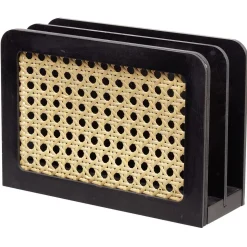 Range courrier cannage rotin naturel noir