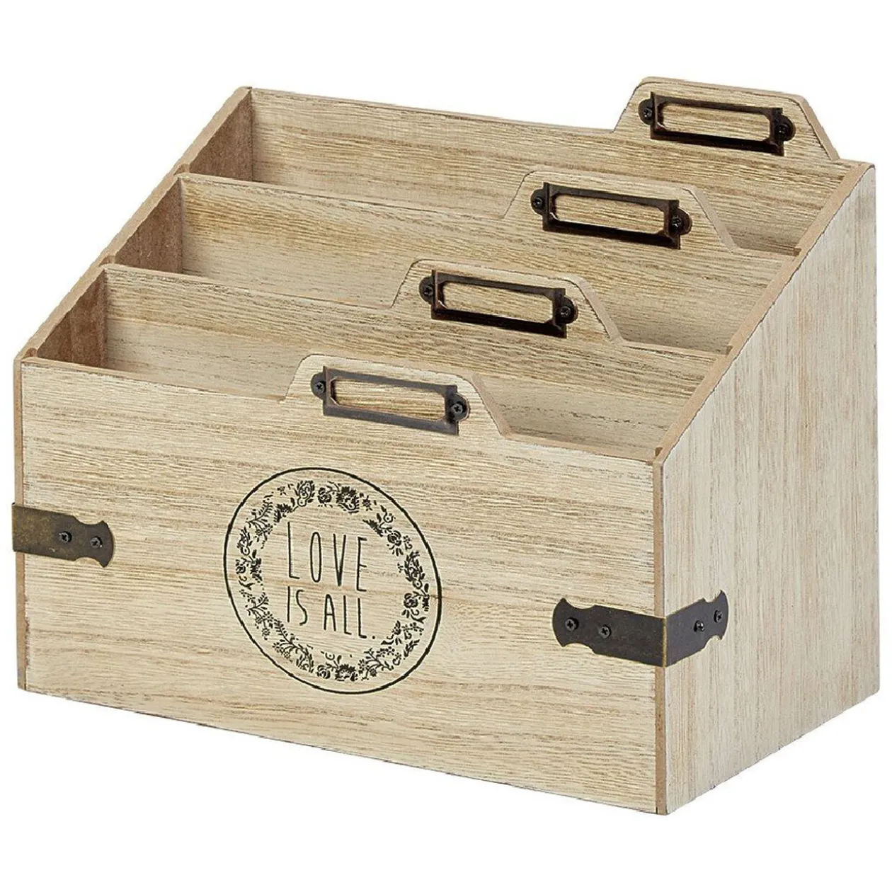 Range courrier en bois et métal 3 compartiments