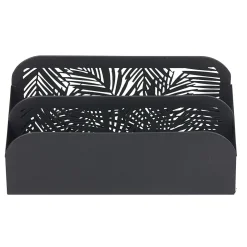 Range courrier métal motif feuillage tropical ajouré noir