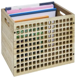 Range document en bois beige 26x33xH7cm