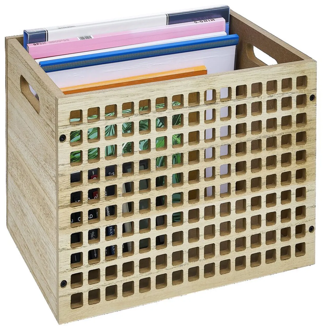 Range document en bois beige 26x33xH7cm