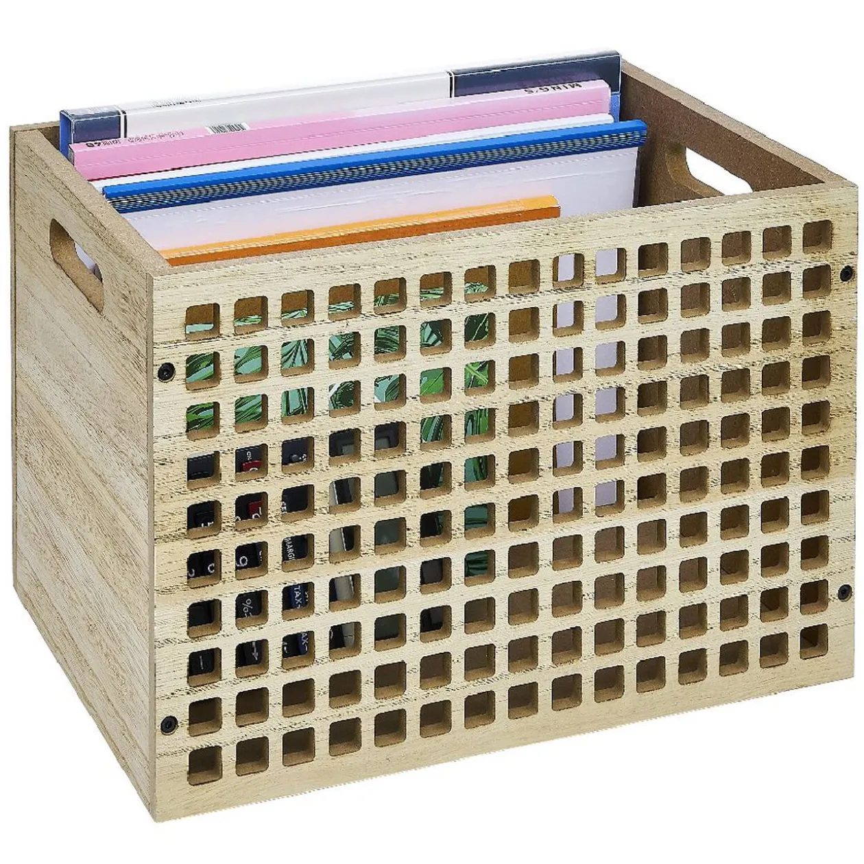 Range document en bois beige 26x33xH7cm