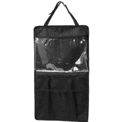 Rangement pour dos de siège de voiture avec pochette noir