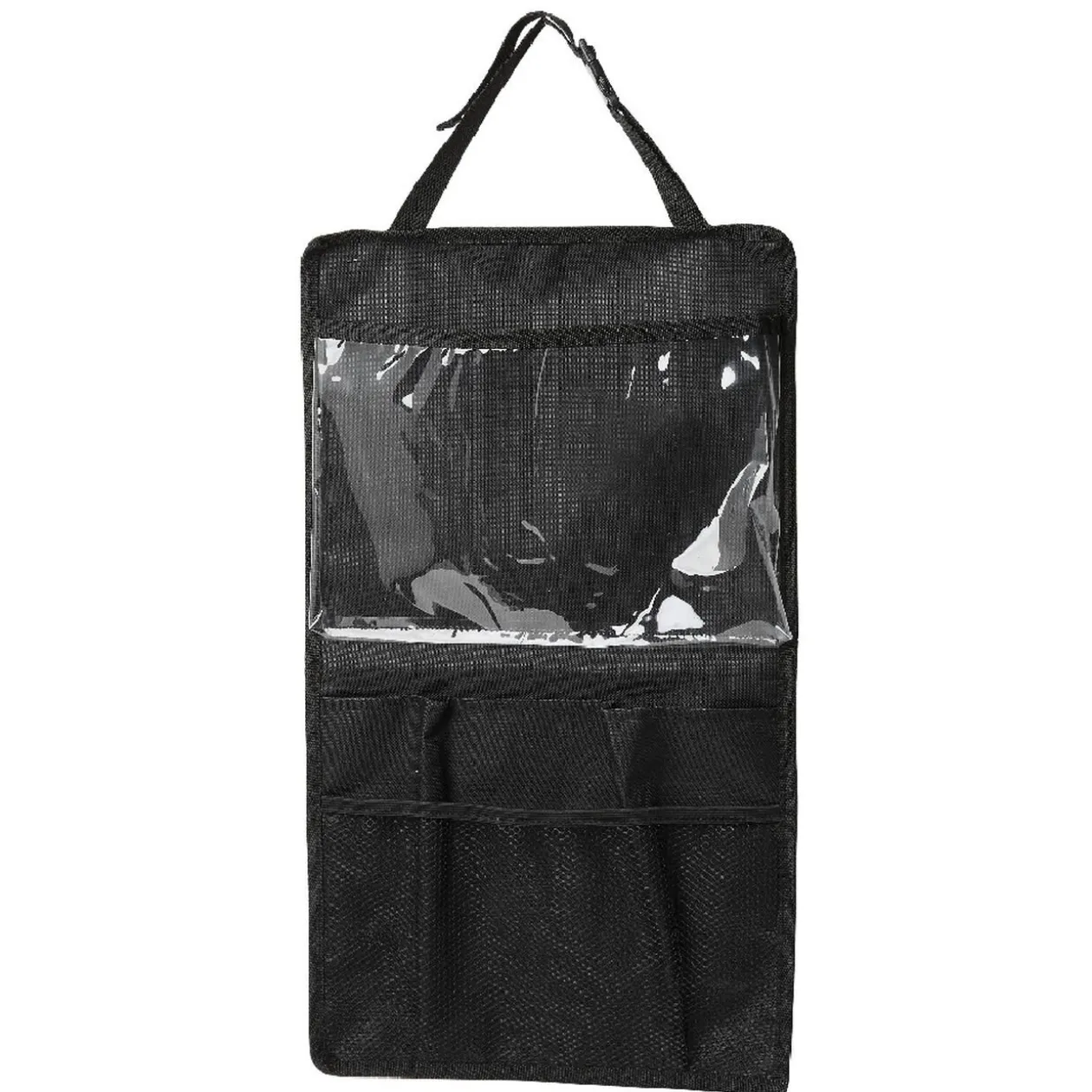 Rangement pour dos de siège de voiture avec pochette noir