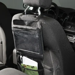 Rangement pour dos de siège de voiture avec pochette noir