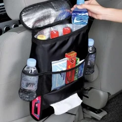 Rangement pour dos de siège de voiture avec sac isotherme noir