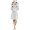 Robe de chambre pour femme avec capuche oreille gris