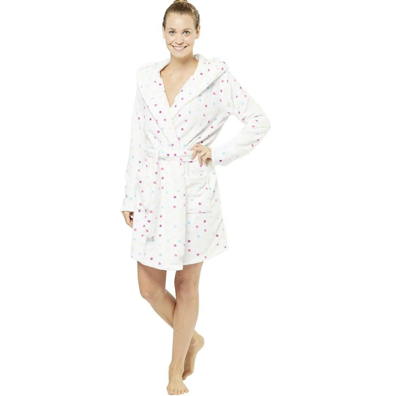 Robe de chambre pour femme avec capuche oreille rose