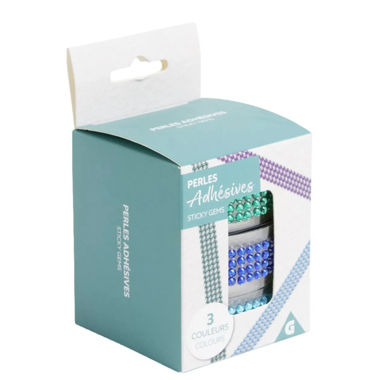 Rouleau de perles colorées adhésives