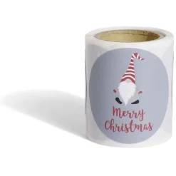 Rouleau étiquette autocollante Merry Christmas gnome Père Noël Ø3cm x50