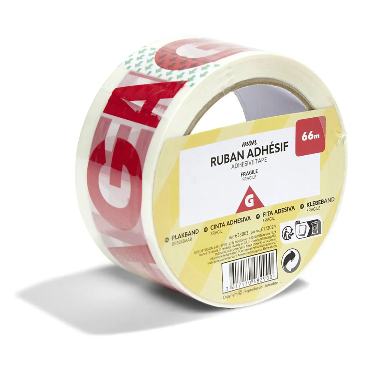 Ruban adhésif FRAGILE 66m