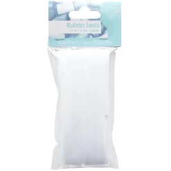 Ruban biais en coton blanc