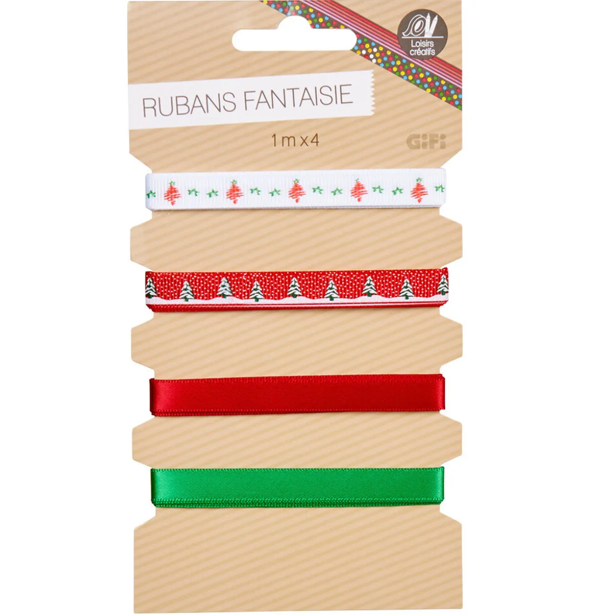 Ruban vintage rouge vert blanc x4