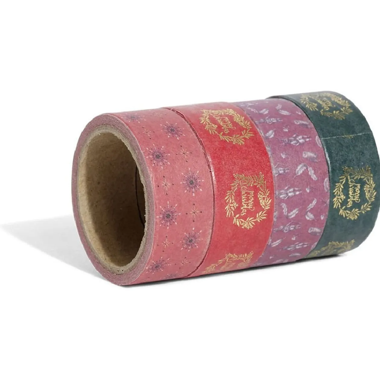 Ruban washi tape Noël traditionnel rouge vert doré 4m x4