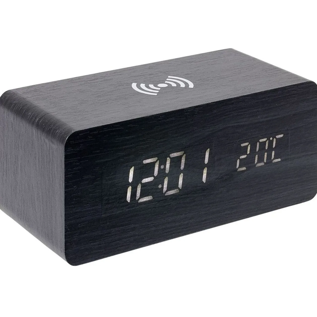 Réveil chargeur sans fil bois noir