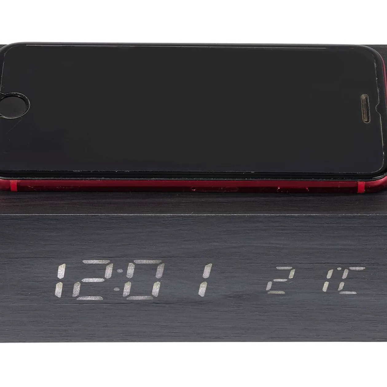 Réveil chargeur sans fil bois noir