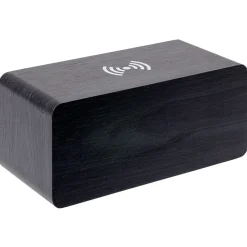 Réveil chargeur sans fil bois noir