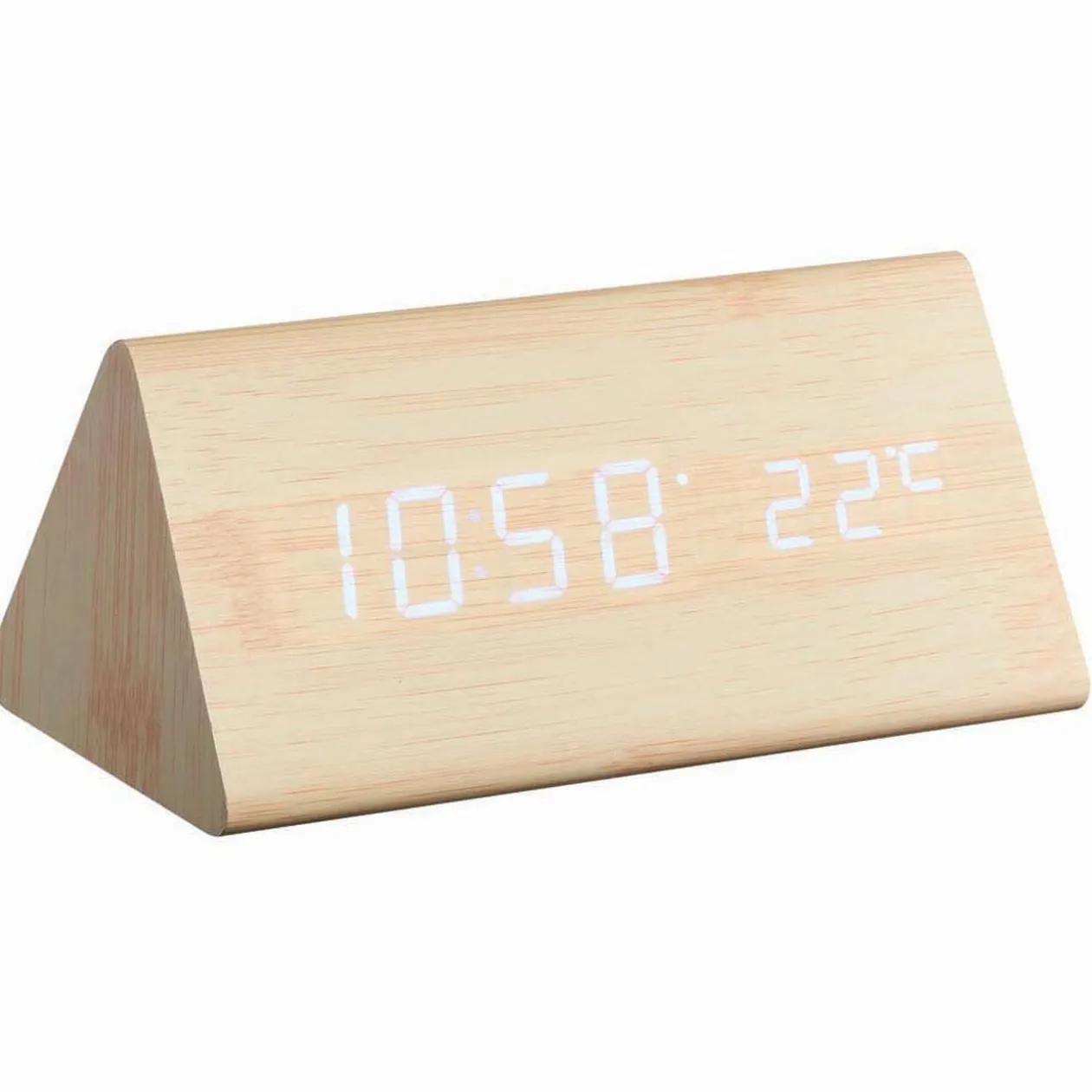 Réveil Homday X-Pert triangle effet bois naturel