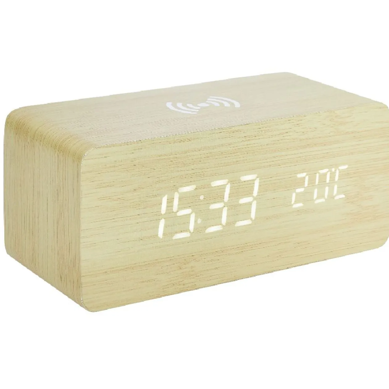 Réveil rectangulaire bois naturel