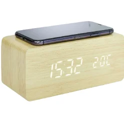 Réveil rectangulaire bois naturel